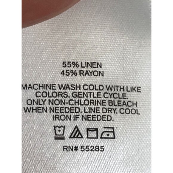 Neutral Linen Puff Sleeve Top Beige XL Boho Classic Chic Minimalist Preppy Y2K - Picture 5 of 9